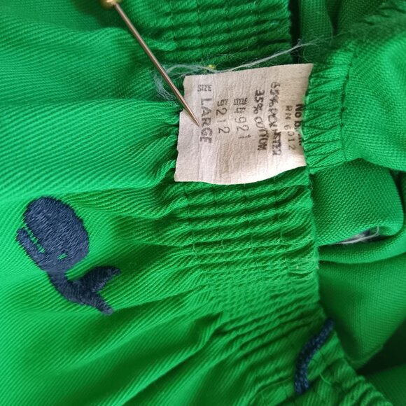 Large Vintage Skirt Green Blue Whale Embroidery 1970's Boho Fun Mom Cotton Blend - Picture 3 of 6